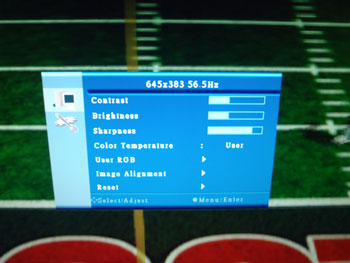 19 inch LCD onscreen menu